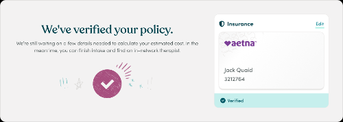 Example of verified insurance with no cost estimate available